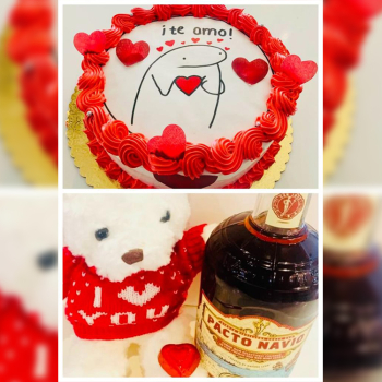 San Valentín cake - peluche - ron