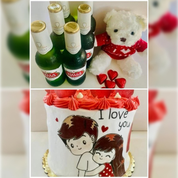 Cake te amo -peluche - 6 cervezas