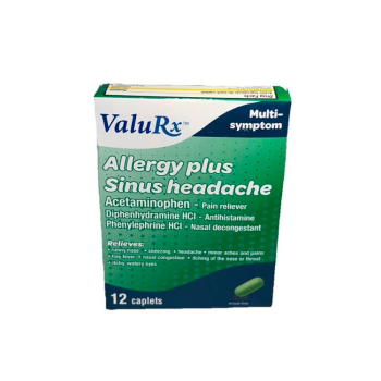 Alivio de alergia y dolor de cabeza 12 tabletas